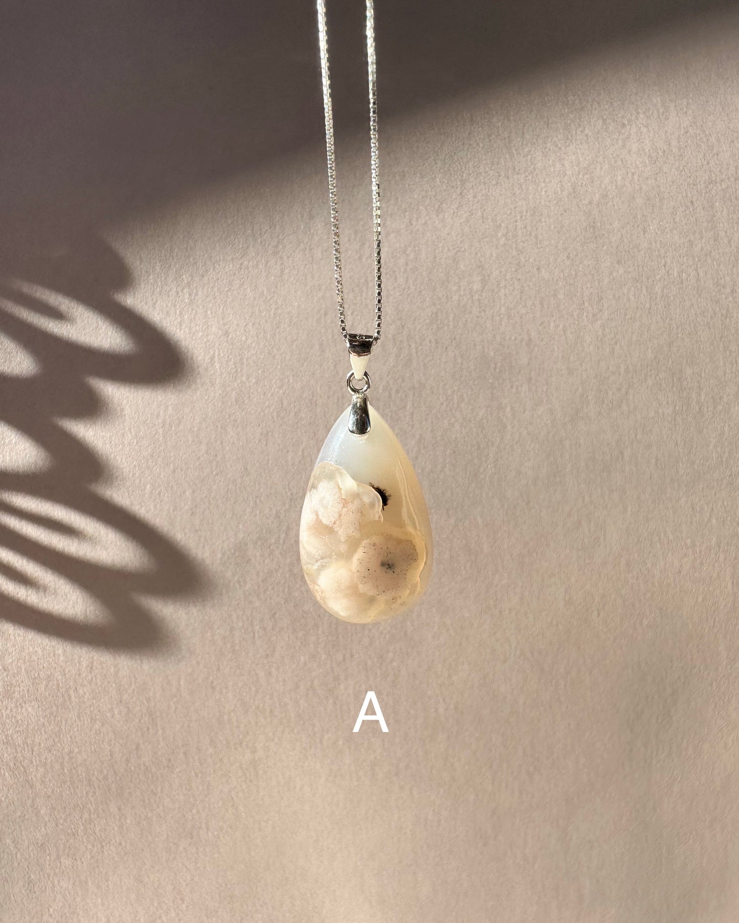 Flower Agate Teardrop Pendant