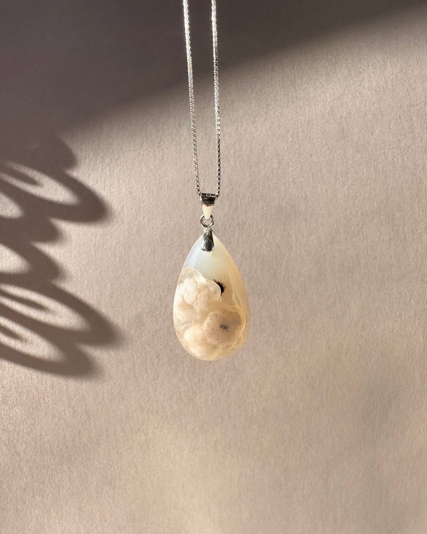 Flower Agate Teardrop Pendant