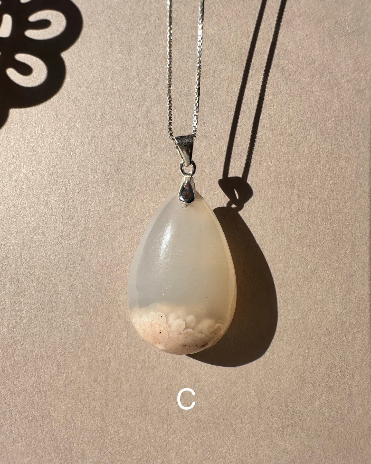 Flower Agate Teardrop Pendant