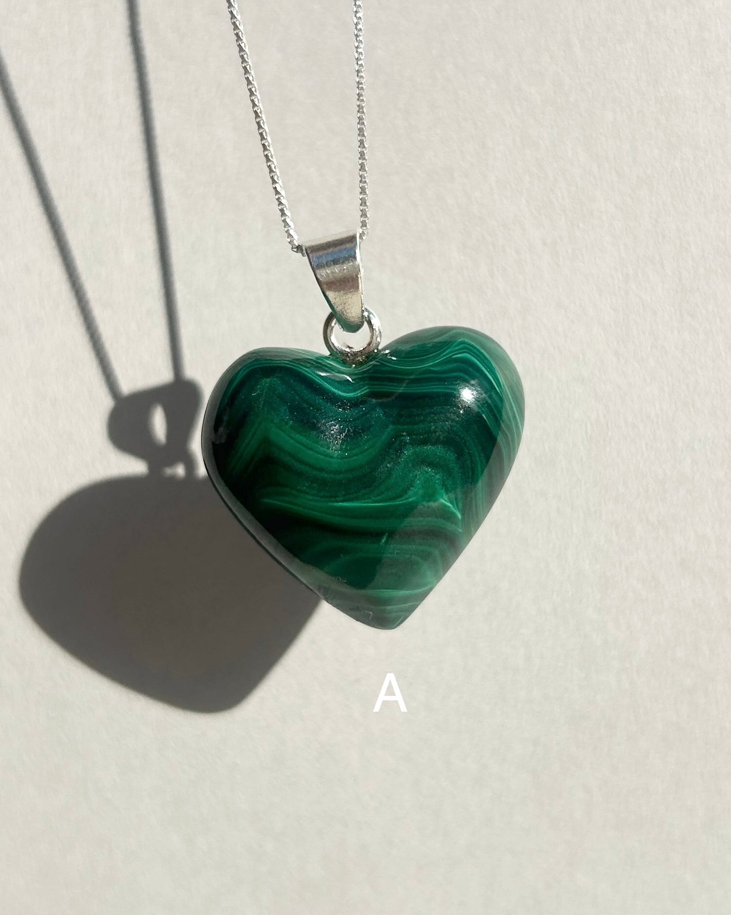 Polished Malachite Heart Pendant from Mexico