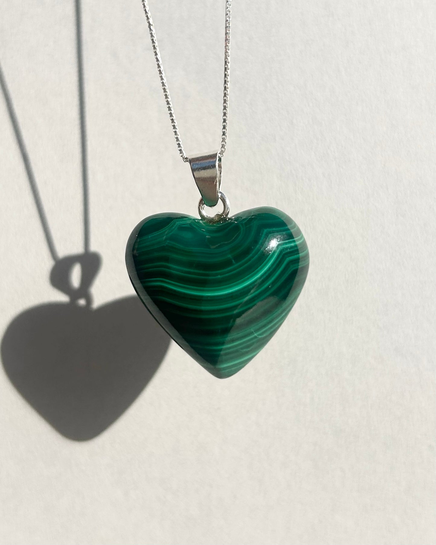 Polished Malachite Heart Pendant from Mexico