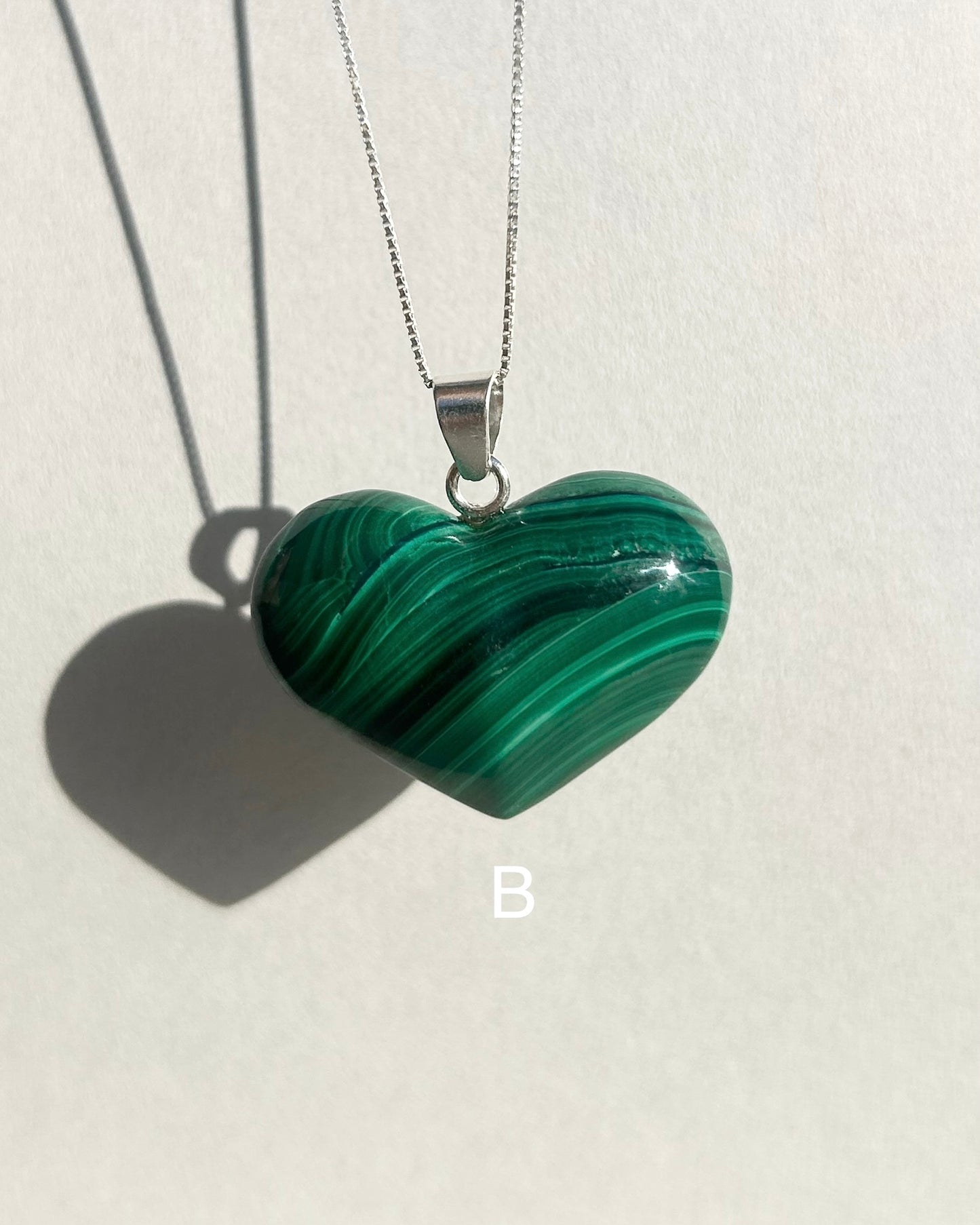 Polished Malachite Heart Pendant from Mexico