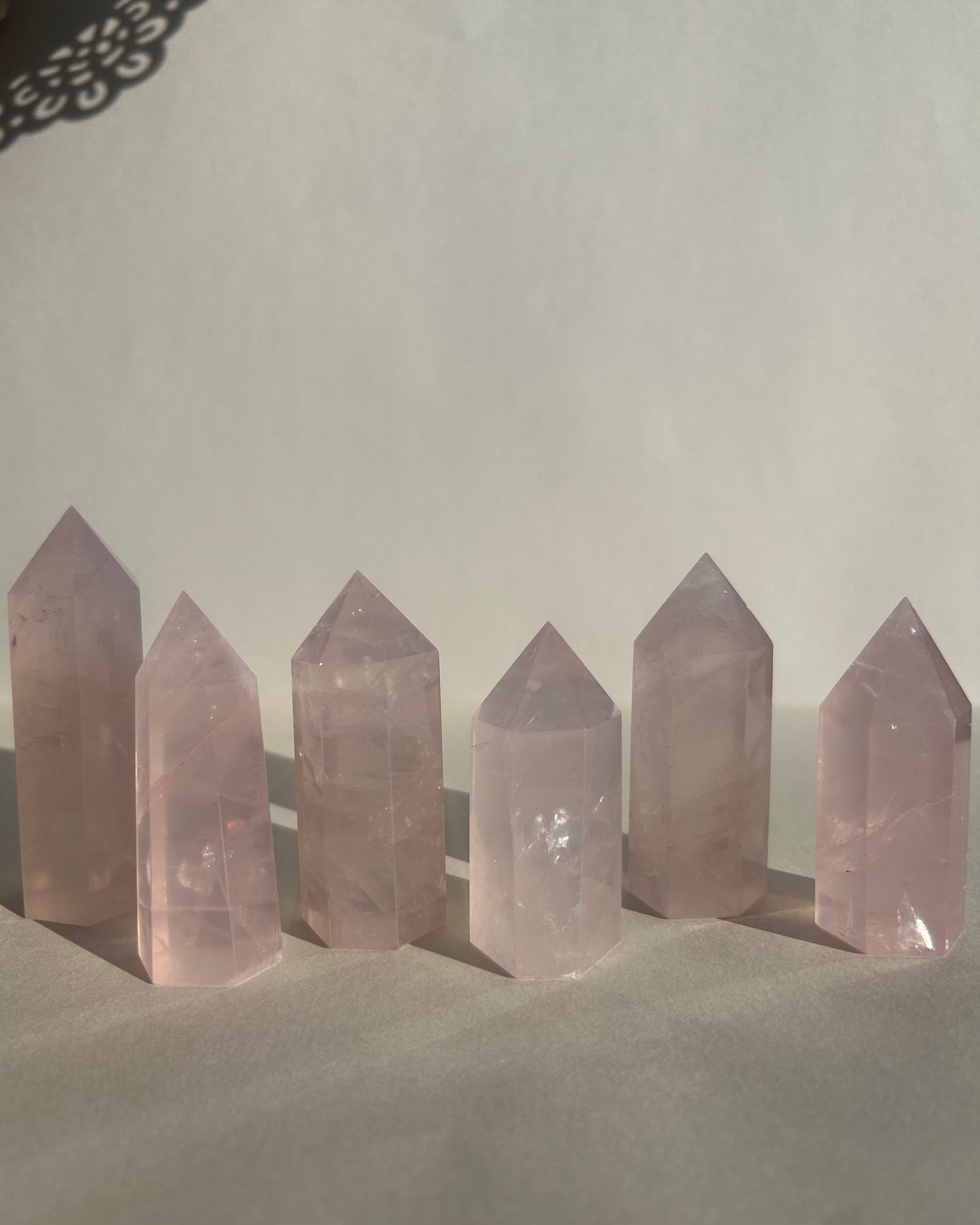 Rose Quartz Point with Rainbows