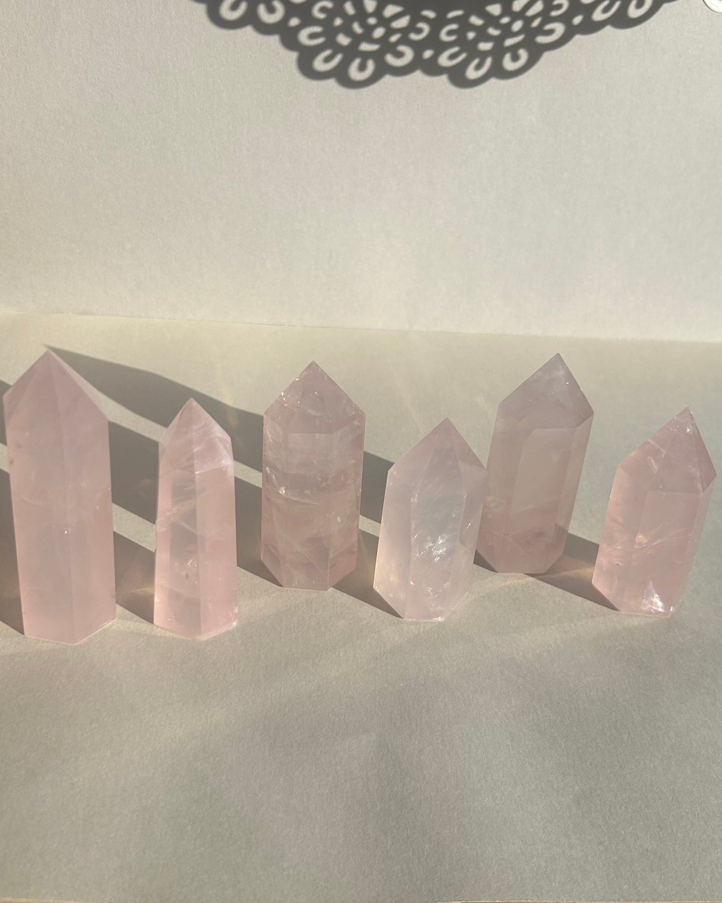 Rose Quartz Point with Rainbows