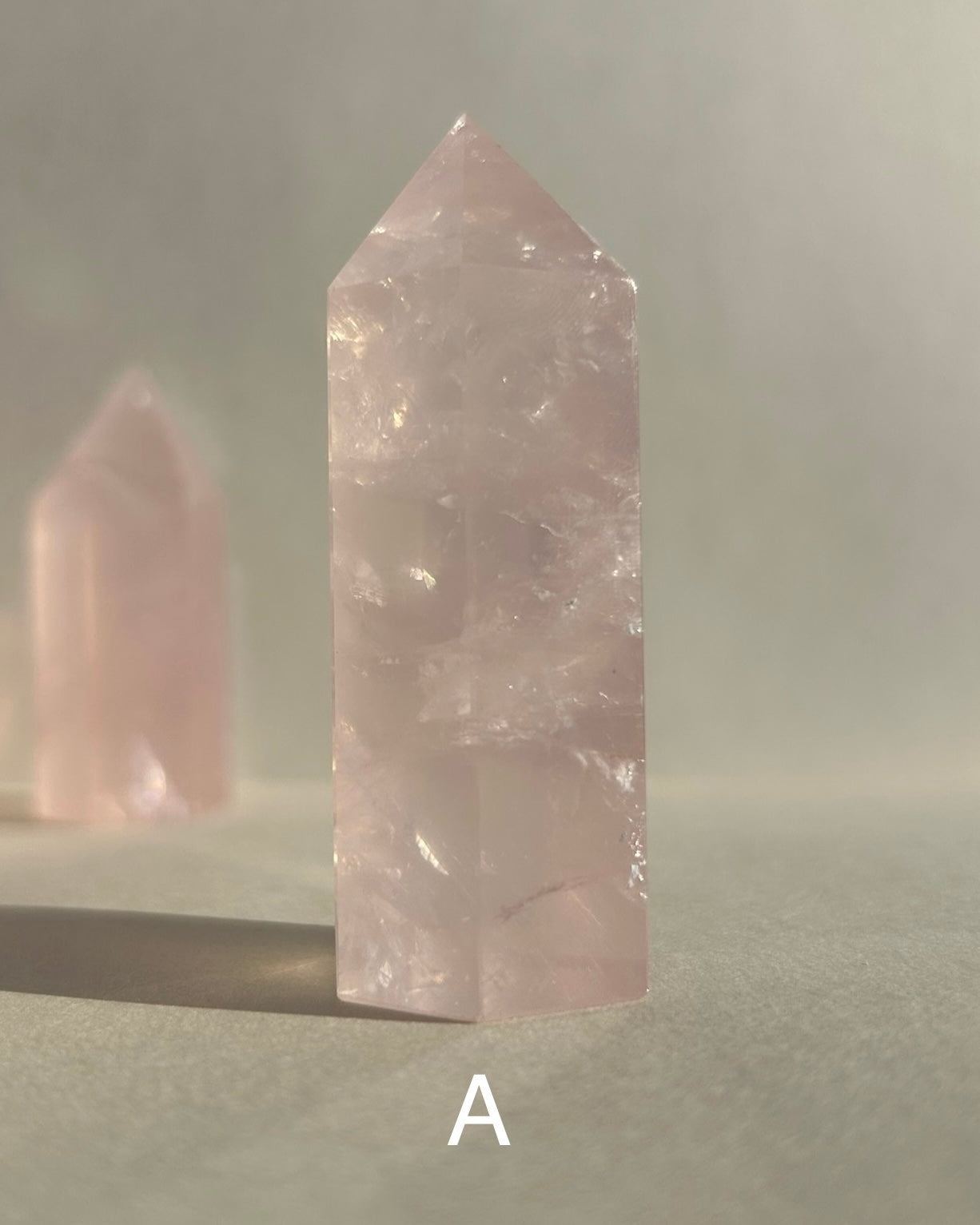 Rose Quartz Point with Rainbows