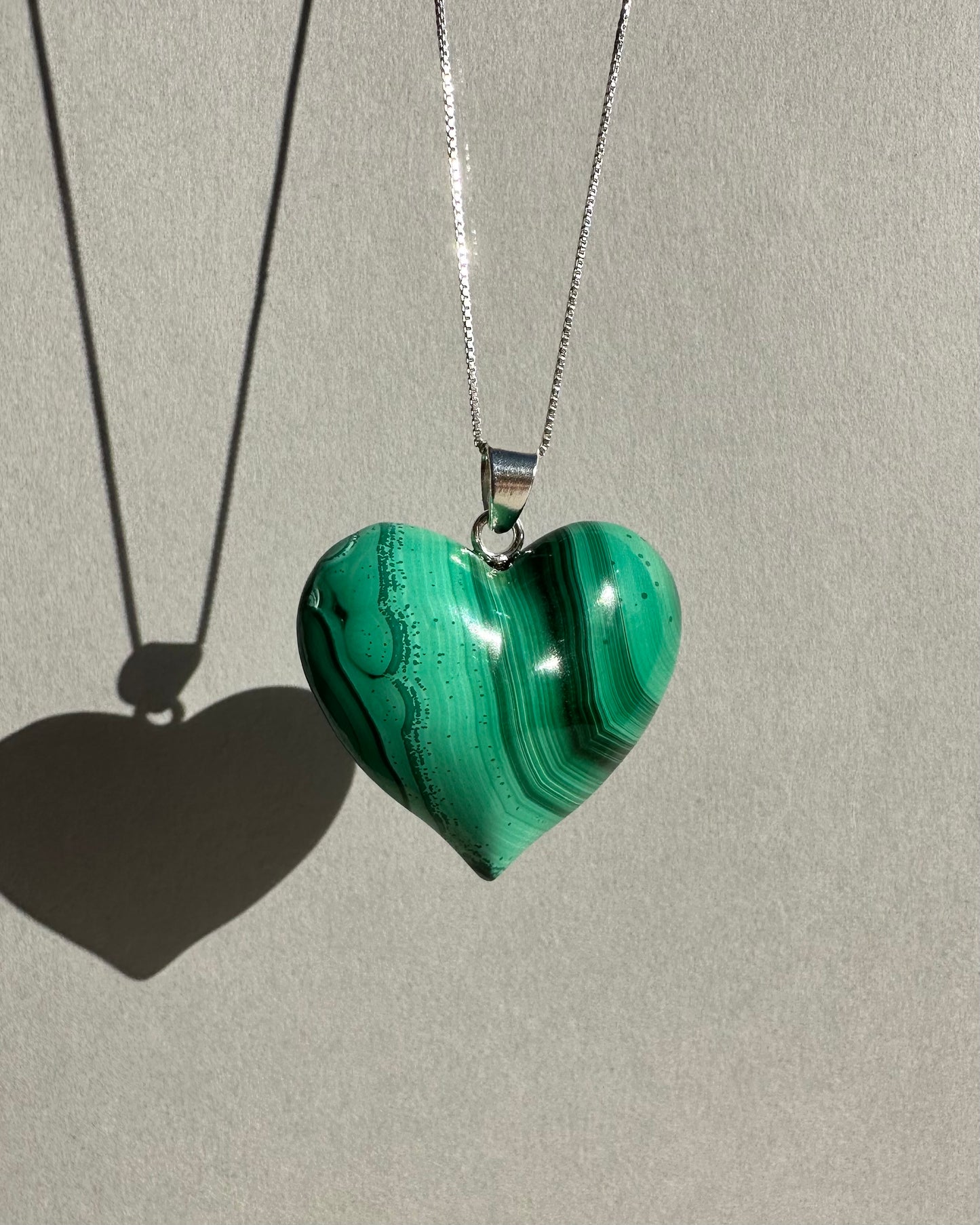 Gorgeous Polished Malachite Heart Pendant From Mexico