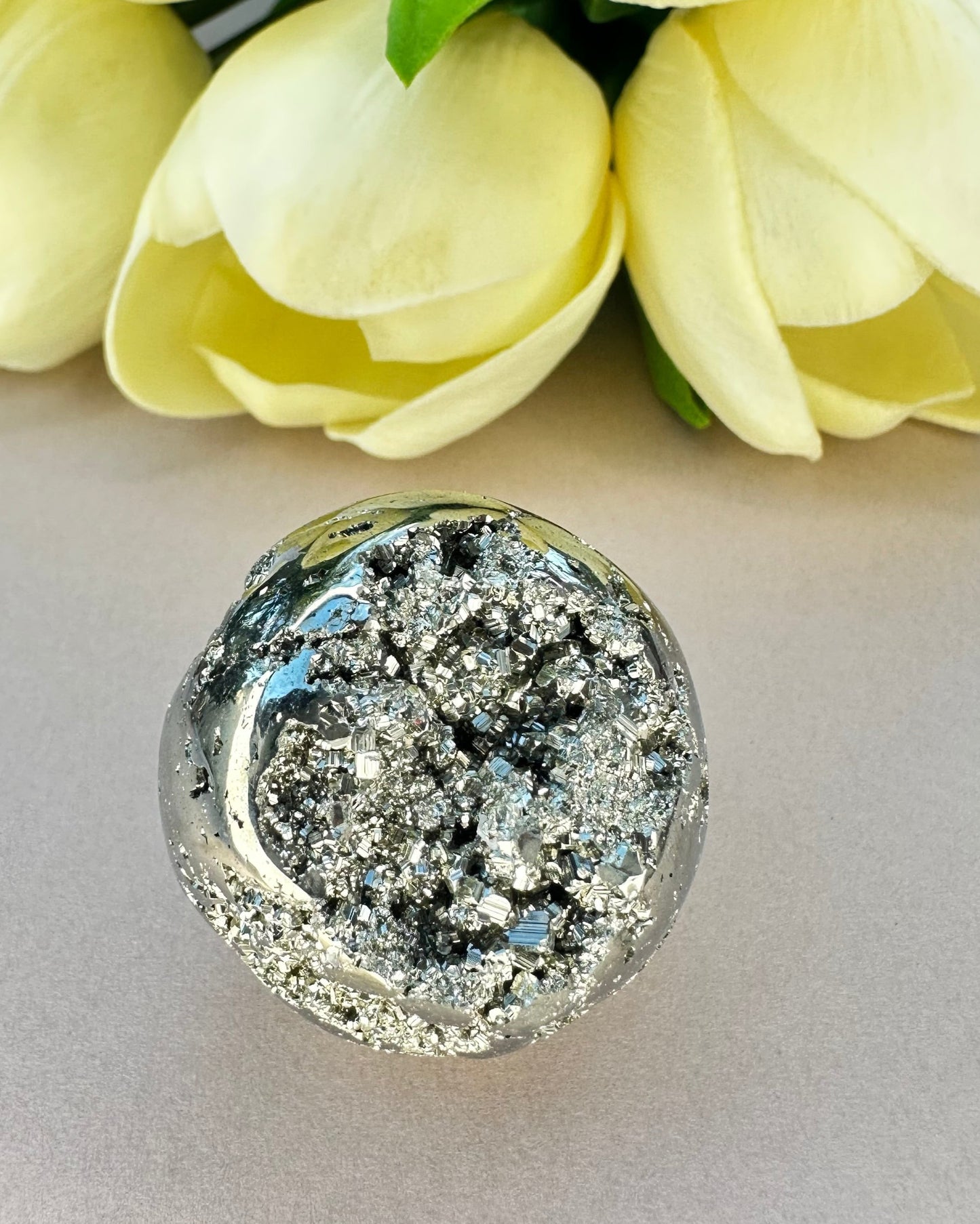 Sparkling Pyrite Spheres with Druzy from Peru