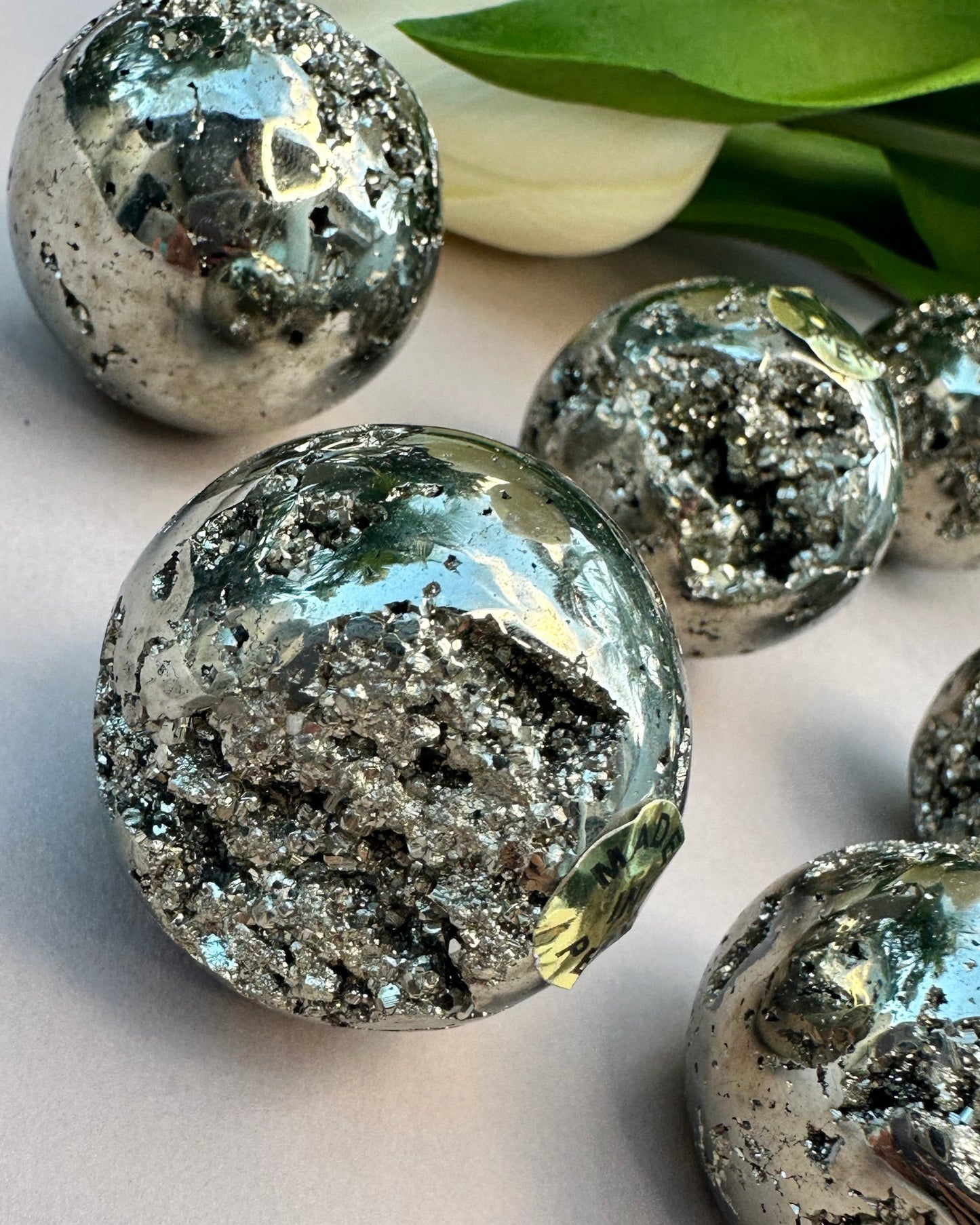 Sparkling Pyrite Spheres with Druzy from Peru