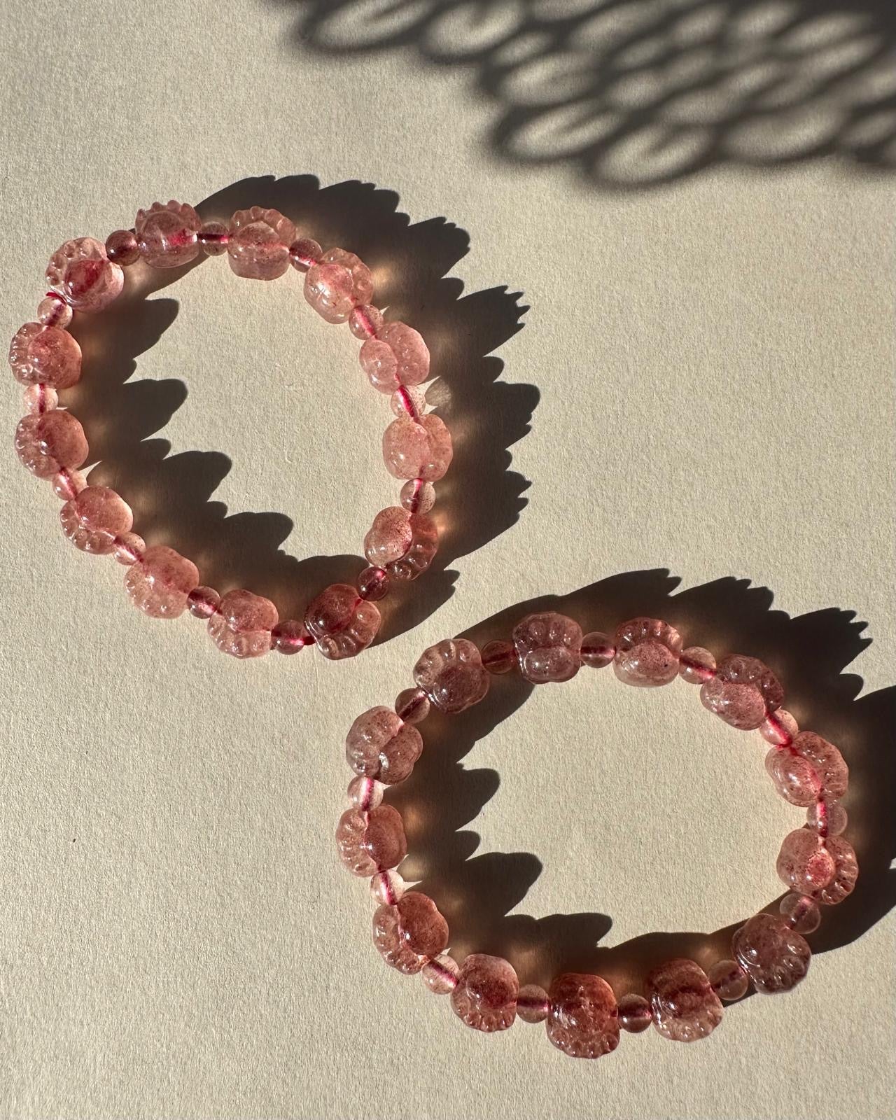 Strawberry Quartz Paw-Shaped Bracelet