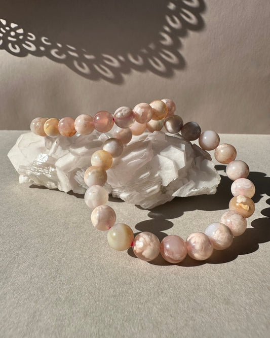 Flower Agate Bracelet 9mm