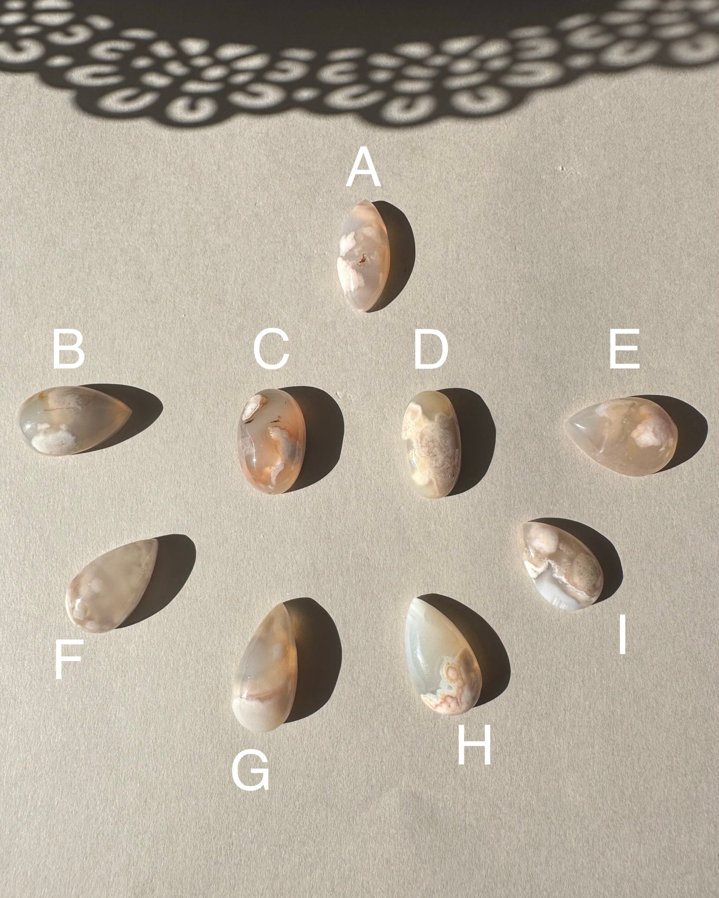 Flower Agate Teardrop