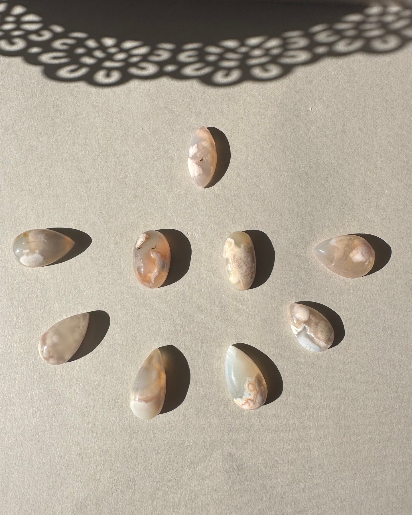 Flower Agate Teardrop