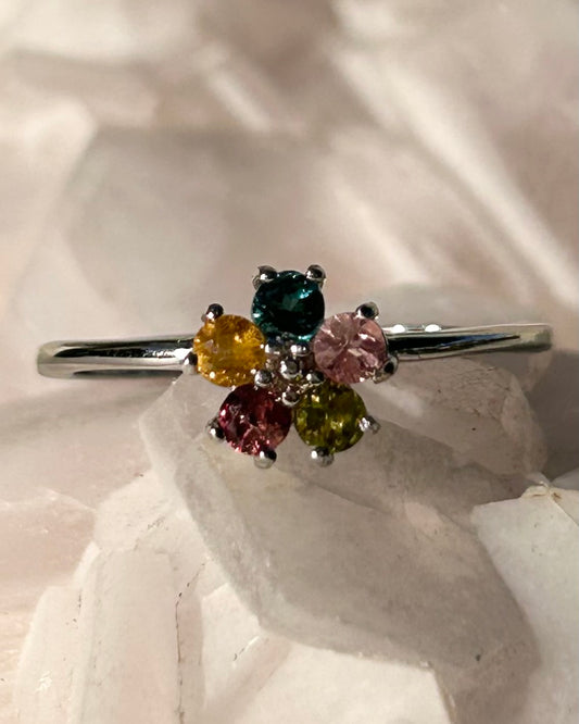 Old Mine Tourmaline Flower Ring