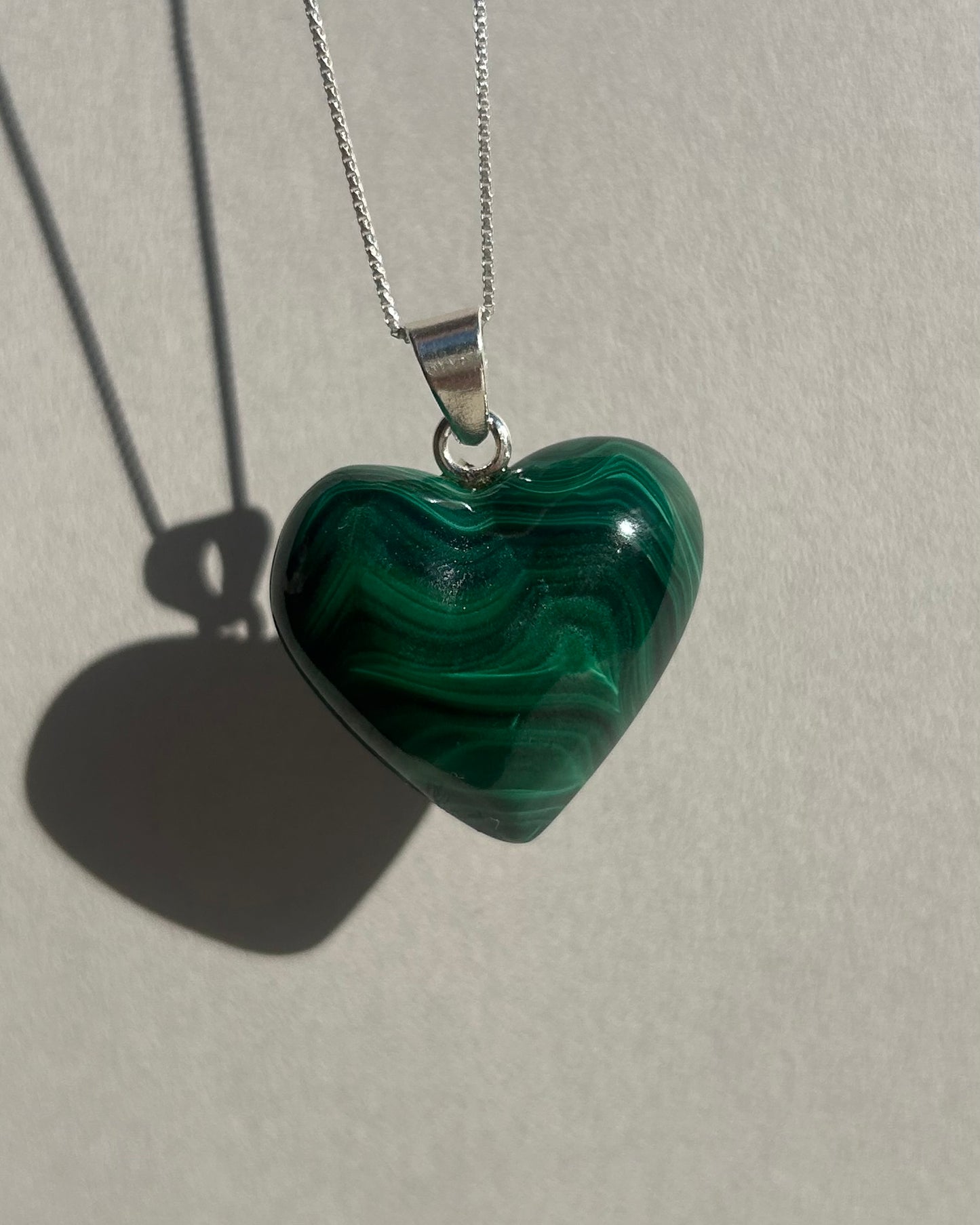 Polished Malachite Heart Pendant from Mexico