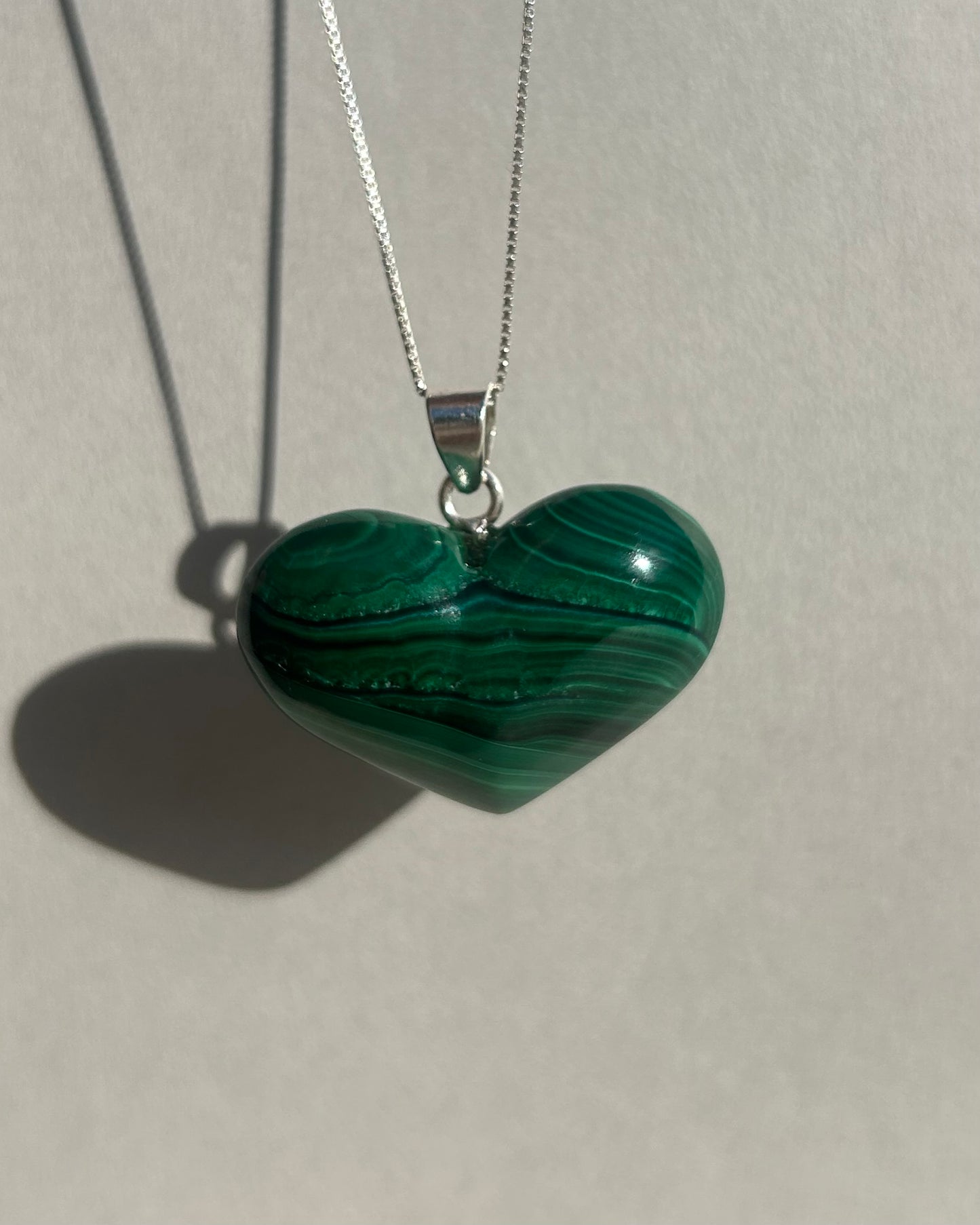 Polished Malachite Heart Pendant from Mexico