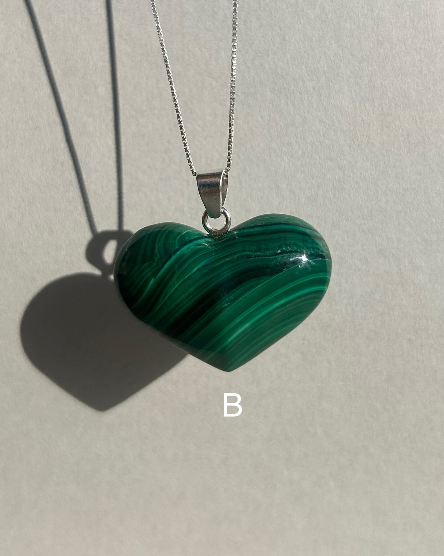 Polished Malachite Heart Pendant from Mexico