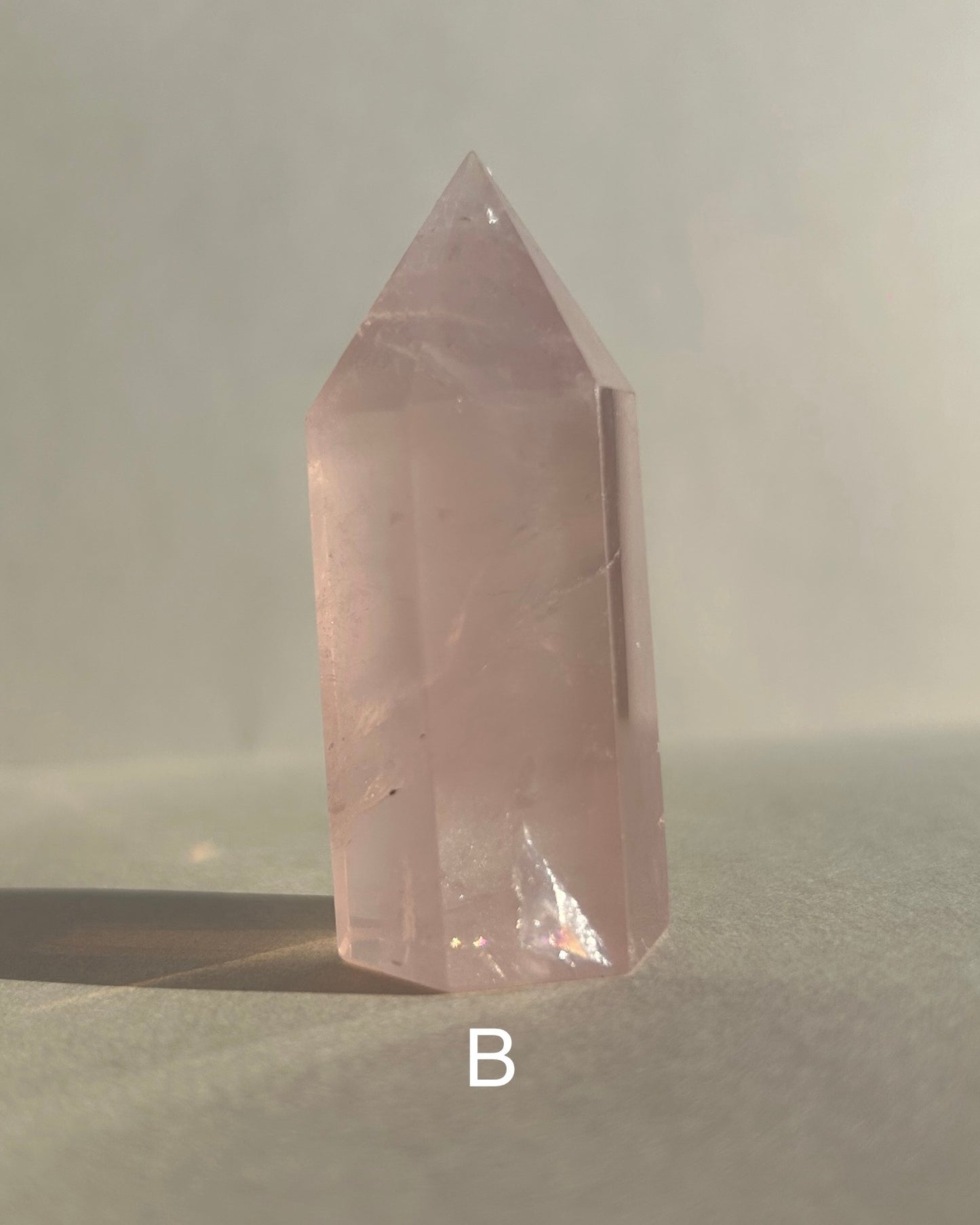 Rose Quartz Point with Rainbows