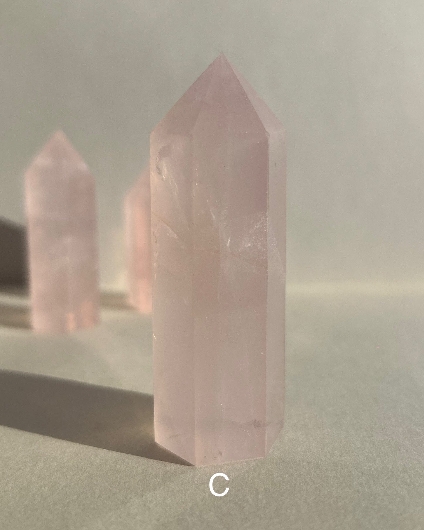 Rose Quartz Point with Rainbows