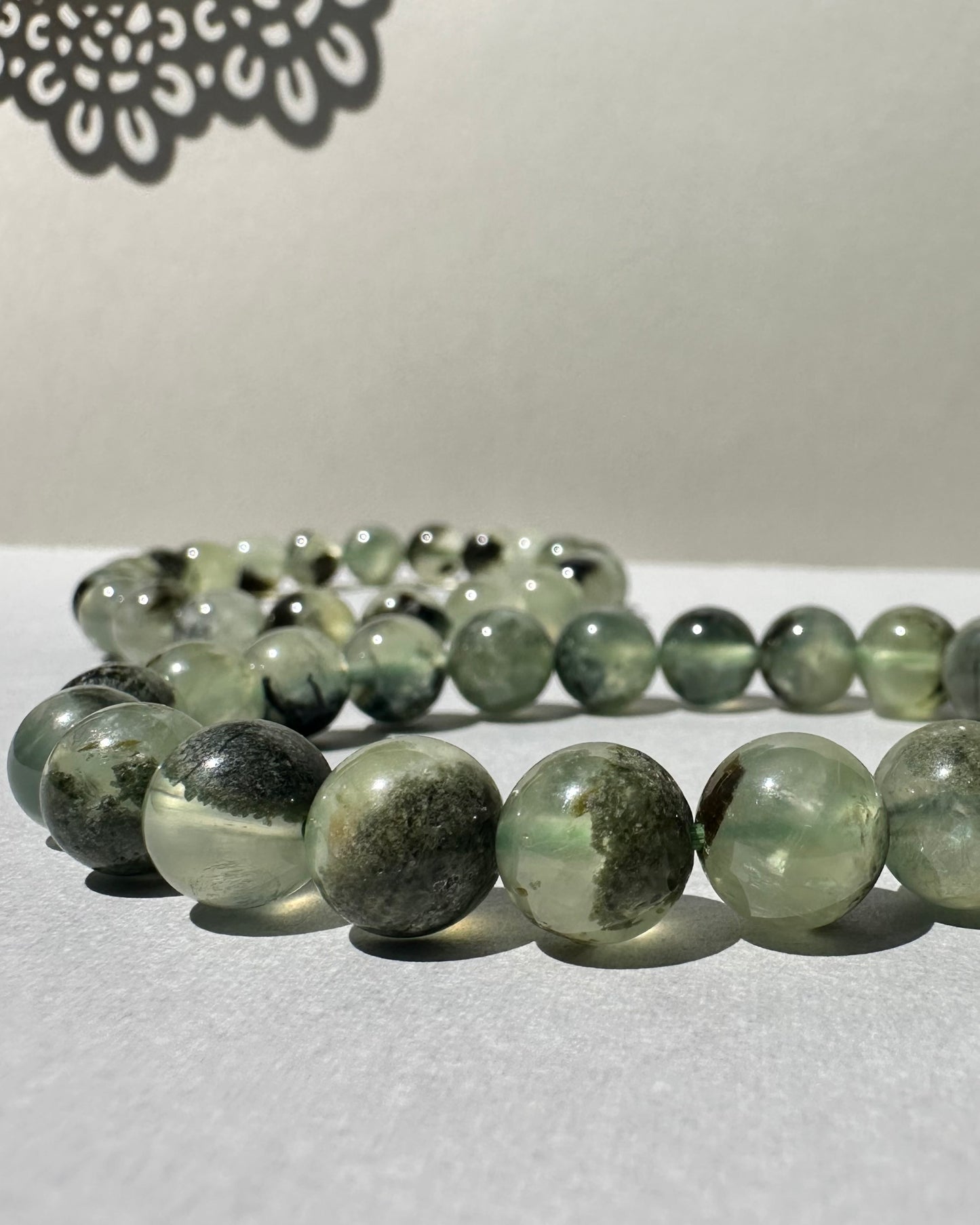 Prehnite with Green Rutile Bracelet 9mm