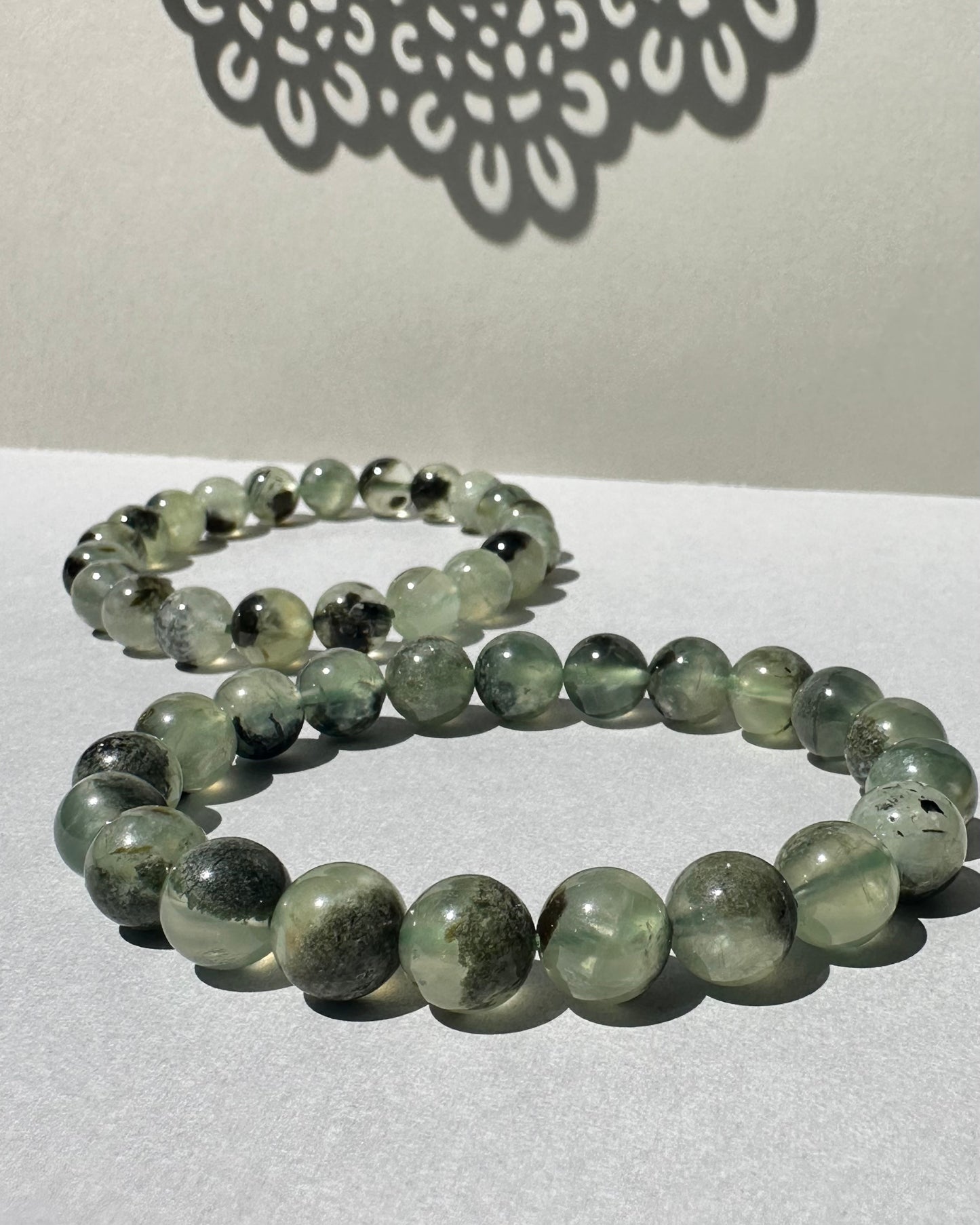 Prehnite with Green Rutile Bracelet 9mm