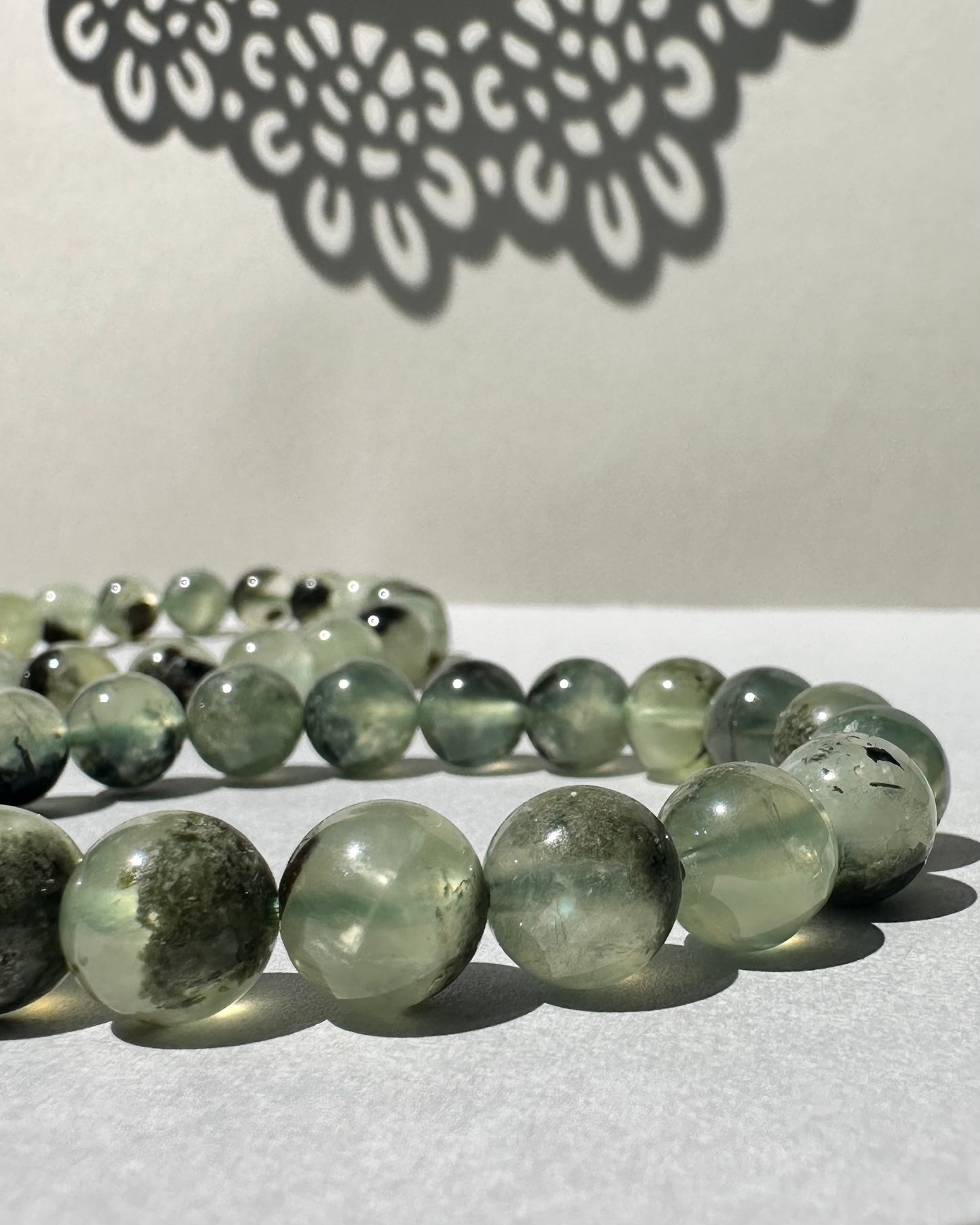 Prehnite with Green Rutile Bracelet 9mm