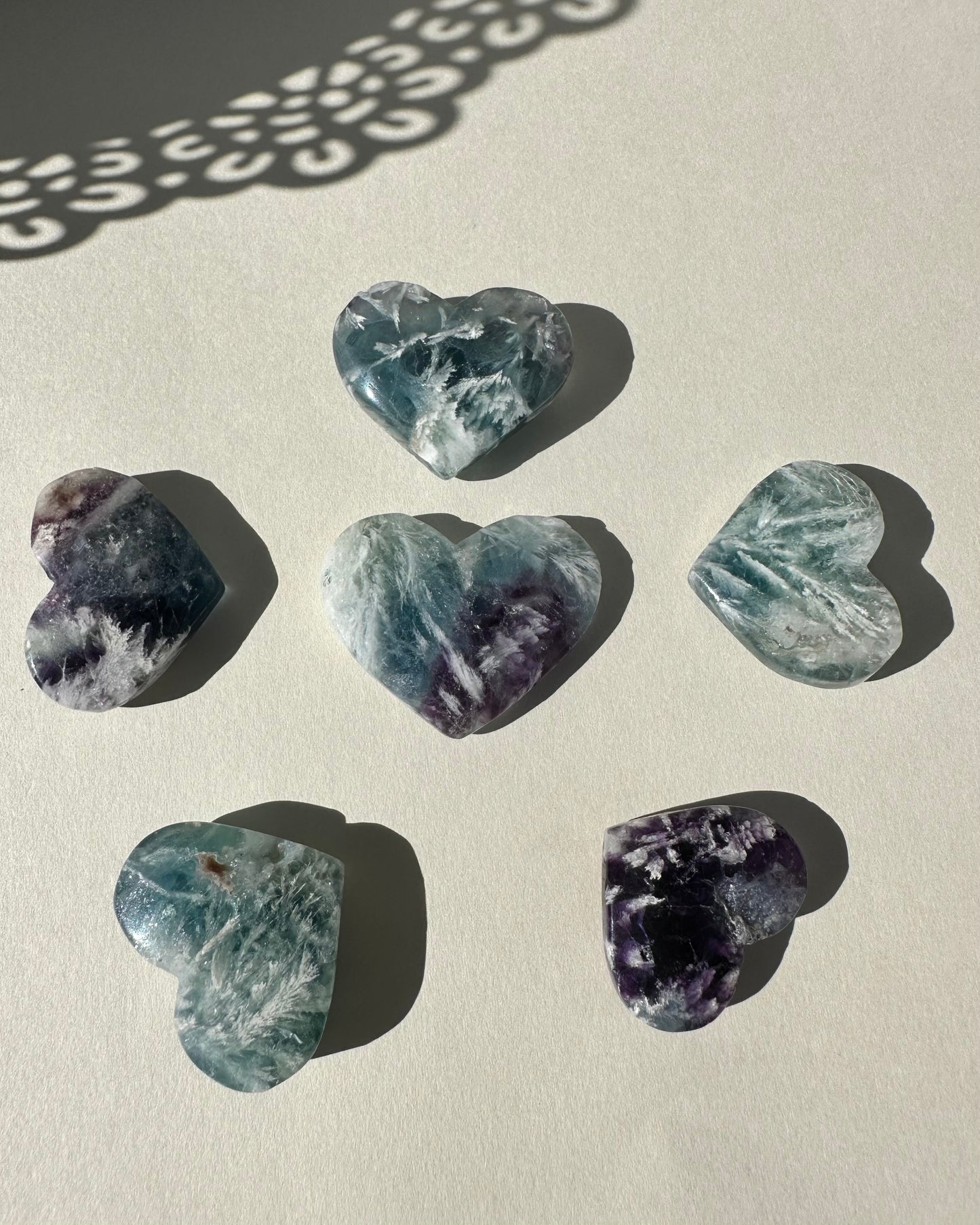 Snowflake Fluorite Heart