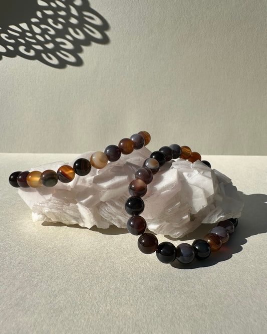 Dark Agate with Orca Bracelet 8mm