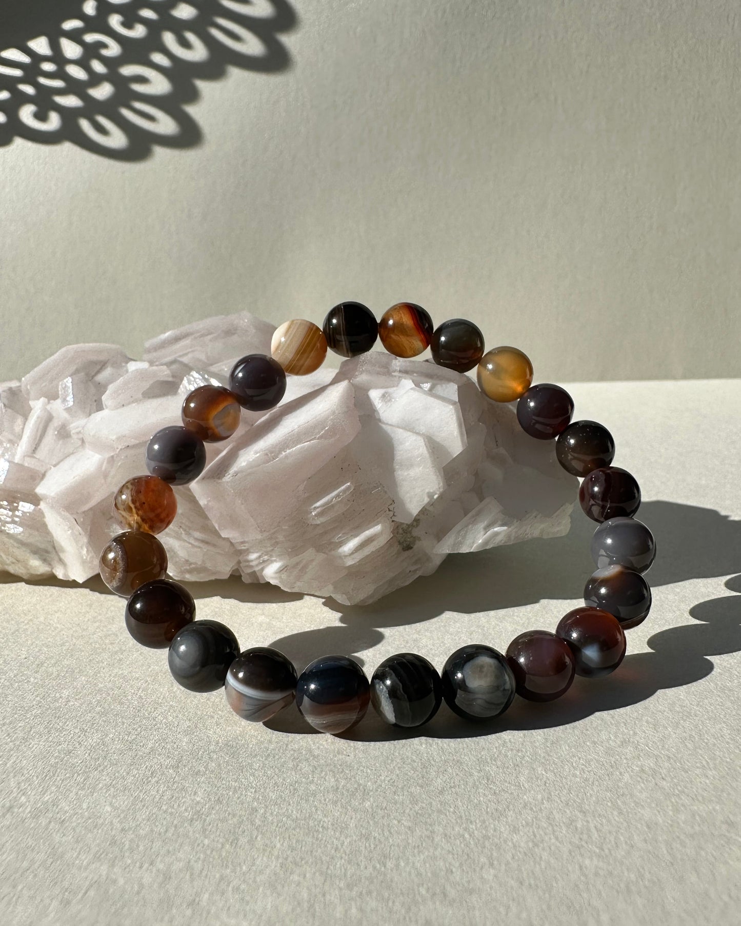 Dark Agate with Orca Bracelet 8mm